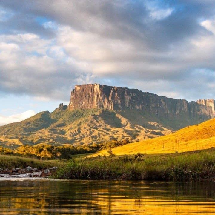 Tepui with vertical walls above the Venezuelan savannah