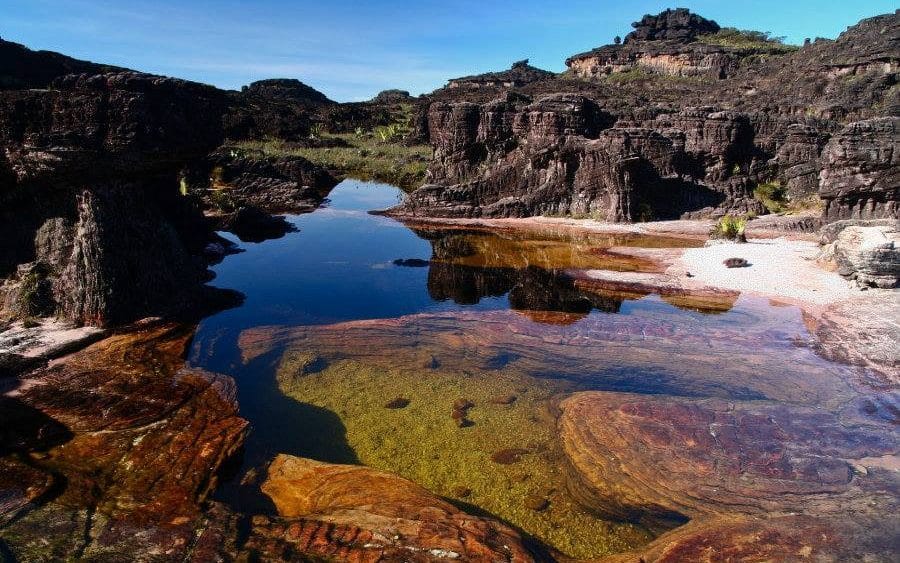 Natural pool of clear water on the summit of Roraima