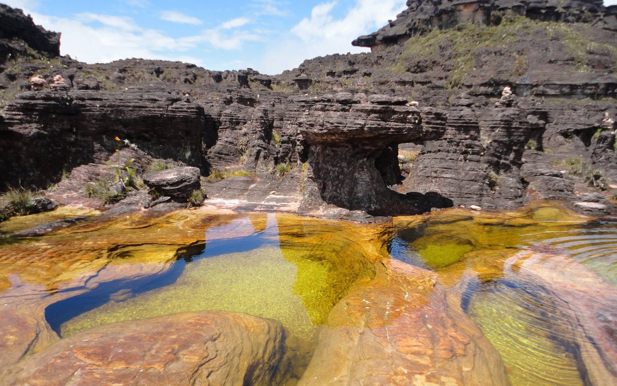 Rock formation with a natural opening on the summit of Roraima